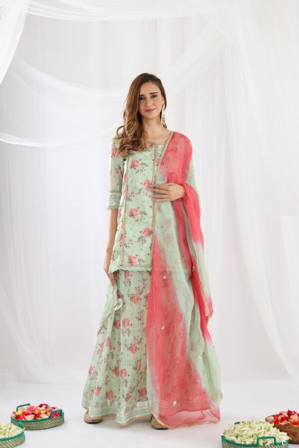 Chanderi Silk Printed Sharara Set - Image 9