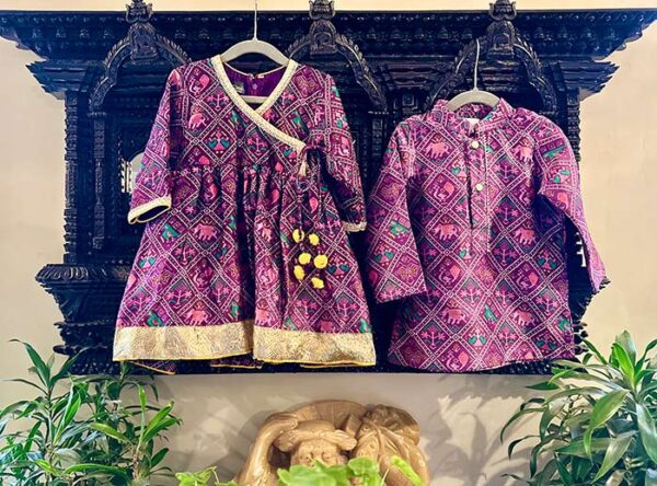 Patola Printed Angrakha Kurta with Tulip Set - Image 6