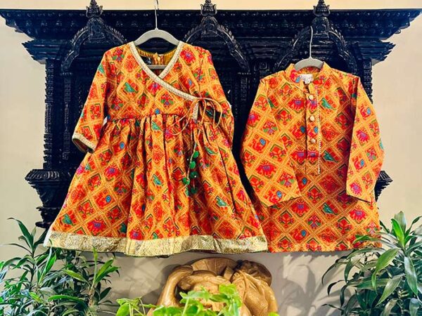 Patola Printed Angrakha Kurta with Tulip Set - Image 12